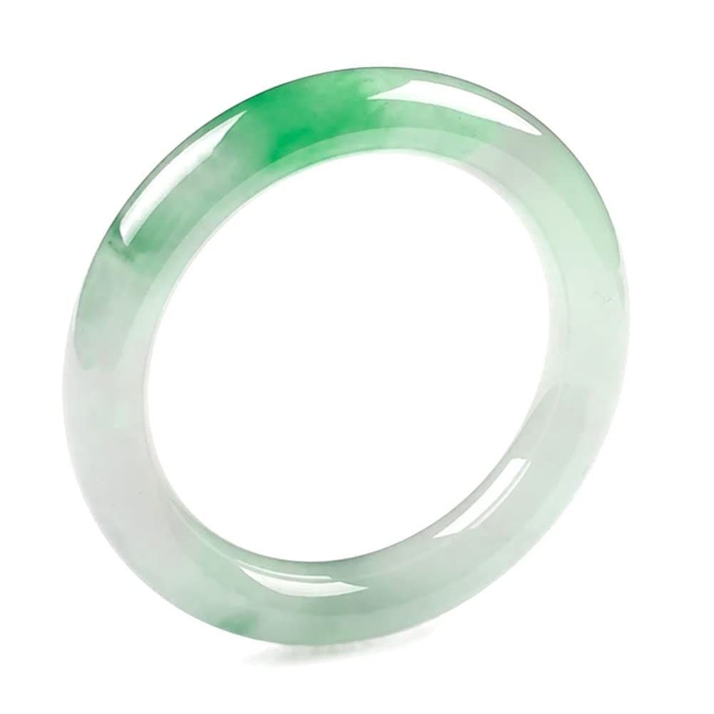 Brazalete De Jade Para Mujer, Color Verde Auténtico Chino Con Certificado, Flores Flotantes De Hielo, Barra Redonda Fina, Joyería De Jadeíta (54 Mm)