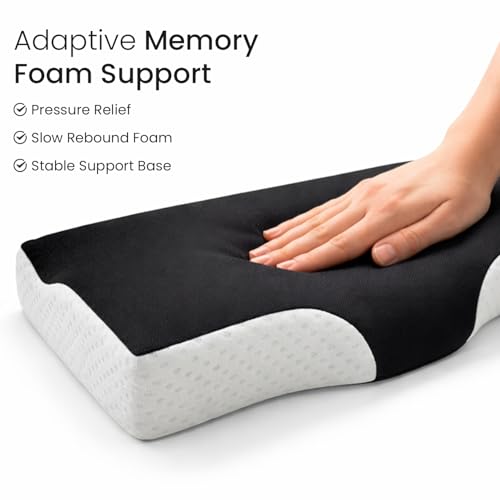 Image of Sleepsia Cervical Pillow for Neck Pain & Shoulder Pain Relief | 1-Year Warranty| Orthopedic Memory Foam Pillow, pondylitis-Ortho Neck Support Medical Pillow (Black /White Pack1 (Gel Infused)