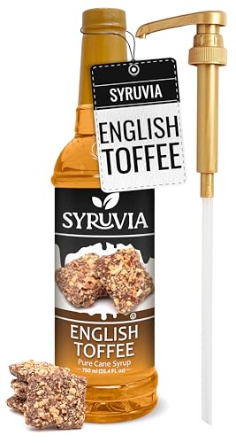 Syruvia Coffee Syrup, English Toffee Flavored Syrup for Drinks, Lattes, and Desserts &ndash; 25.4 fl oz...