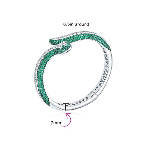 Black White Simulated Blue Sapphire or Emerald Egyptian Serpent Style Green Eye CZ Cubic Zirconia Bypass Wrapping Statement Snake Cuff Bangle Bracelet For Women 18K Yellow Gold & Silver Plated Brass4