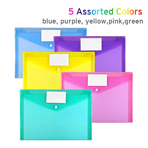 image for Sooez 20 Pack Plastic Envelopes Poly Envelopes, Clear Document Folders