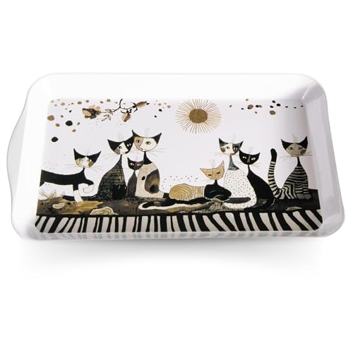 Petit Plateau FridolinÉdition - Métal - Finement Laqué - Artiste: Rosina Wachtmeister - Motif: Chats - Dimensions: (L/H/P) env. 32 × 2 × 19 cm
