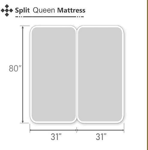 Miniatura 3 de Juego de sábanas divididas de 5 piezas de 800 hilos para cama ajustable (2 piezas, 1 sábana plana y 2 fundas de almohada) 100% algodón egipcio,
