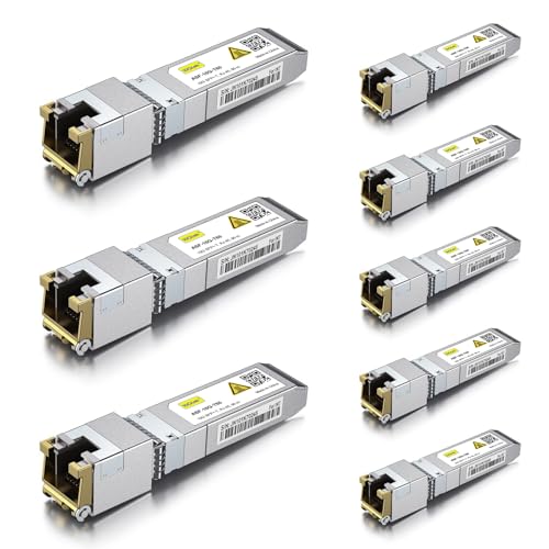Image of 10Gtek ๐ด๐ฌ-๐ ๐ฒ๐๐ฒ๐ฟ ๐๐ข๐ช ๐ฃ๐ข๐ช๐๐ฅ 10GBase-T SFP+ to RJ-45 Transceiver, RJ45 to SFP+ Copper Ethernet CAT.6a Module, for Cisco SFP-10G-T-80, Ubiquiti UniFi, D-Link and More, Pack of 8