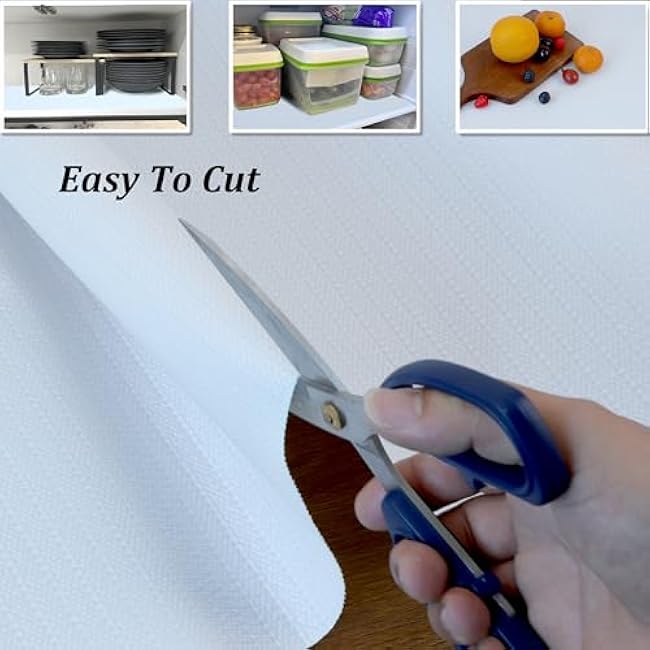 Shelf Liners for Cabinets Waterproof 16 Inch Wide X 20 Ft Non Slip Cabinet Drawer Liners White Non Adhesive Washable Shelves Mats for Kitchen Refrigerator Pantry Bathroom Cupboard Closet Dresser
