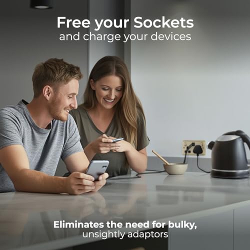 BG Electrical 45W Double Switched Power Wall Plug Socket with Super Fast Charge USB A and USB C Ports, Nexus Metal, Antique Brass, 13A, NAB22UAC45B