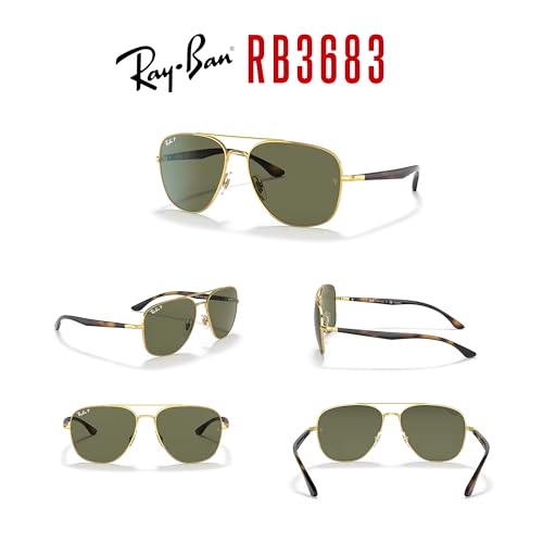 Image of Ray-Ban RB3683 001 /58 56MM Gold /Crystal Lens Polarized Green Classic G-15 Square Sunglasses for Men for Women + BUNDLE with ACCESSORY EYEWEAR KIT