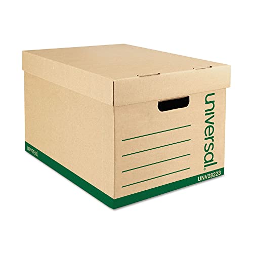 Universal 9523101 Letter/Legal Files, Recycled Medium-Duty Record Storage Box - Kraft/Green (12/Carton) #TOP1