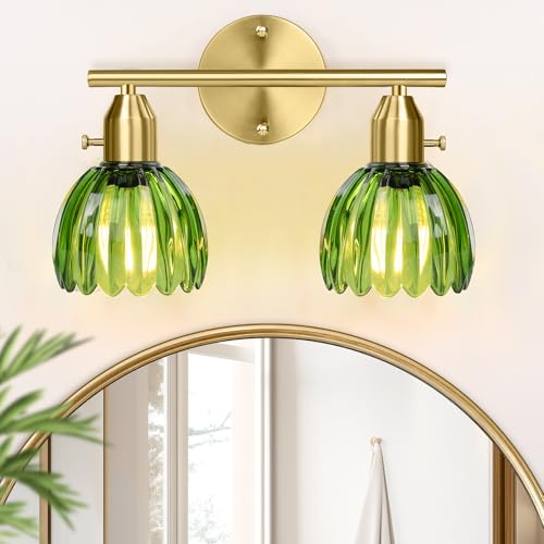 Bathroom Light Fixtures, 2-Light Gold Vanity Light for Bathroom with