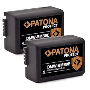 PATONA Protect V1 (2X) Akku DMW BMB9 E BMB9E (895mAh) – kompatibel mit Panasonic Lumix DC FZ82 DMC FZ72 FZ62 FZ45 FZ48 FZ100 FZ150 Leica V-LUX 3
