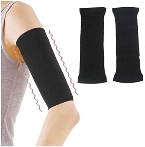 2Pcs Qinlee Slimming Arm Sleeve Shaper Support Wrap Calories Off Slimming Arm Massage Lose Fat Buster Shaperwear Black