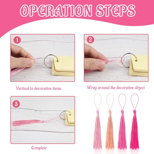 Image of 100 Pcs Bookmark Tassels Bulk Pink Series Soft Craft Silky Handmade Mini Tassels for Jewelry Making with Loops for DIY Craft Accessory Dress Decoration