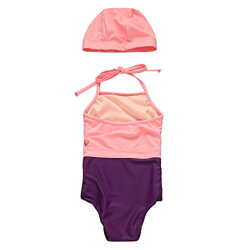 Richie House Girls' Contrasting Swimsuit with Cap Size 1-6 RH19473