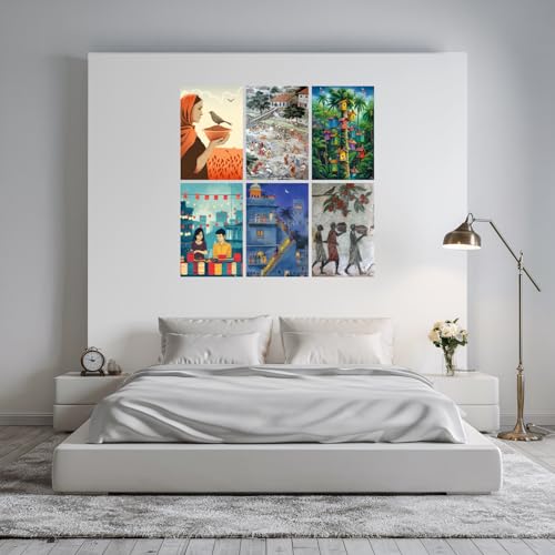 Image of SiddArtify Village Art Print Set - 300GSM Board - 8x12 Inch - Pack of 6 Wall Room Decoration art Poster Prints