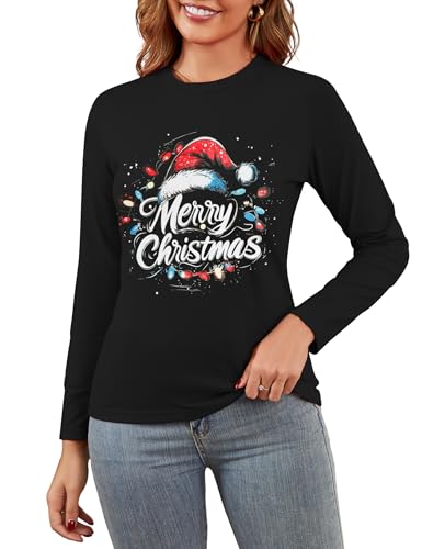 Becotal Weihnachtsshirt Damen Langarm Weihnachtspullover Tannenbaum...