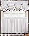 Kate Elegance Kitchen Curtain Set - Valance (58" x 13") + Tier Pair (57" x 36") - Black