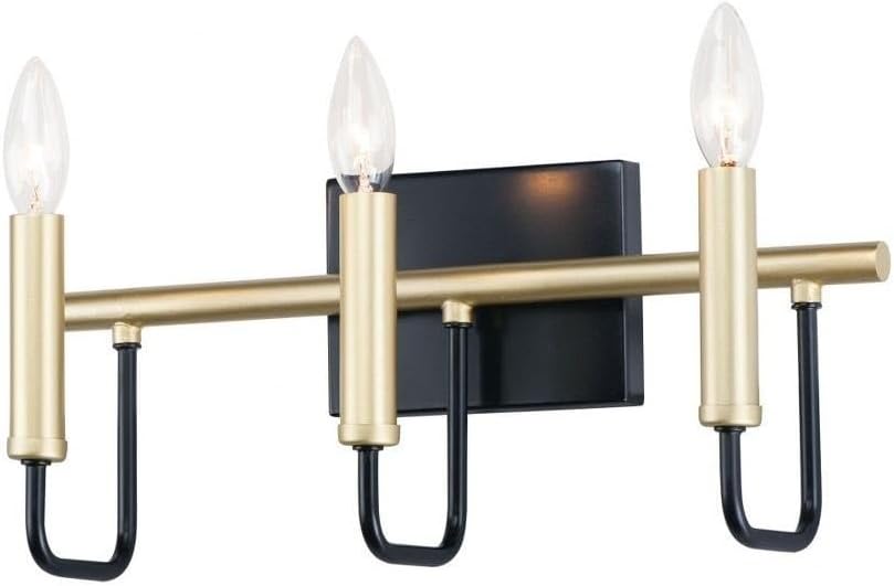 Maxim Lighting Sullivan 3-Light Bath Vanity Light | Black/Gold Finish | Bathroom Vanity Light | 10253BKGLD