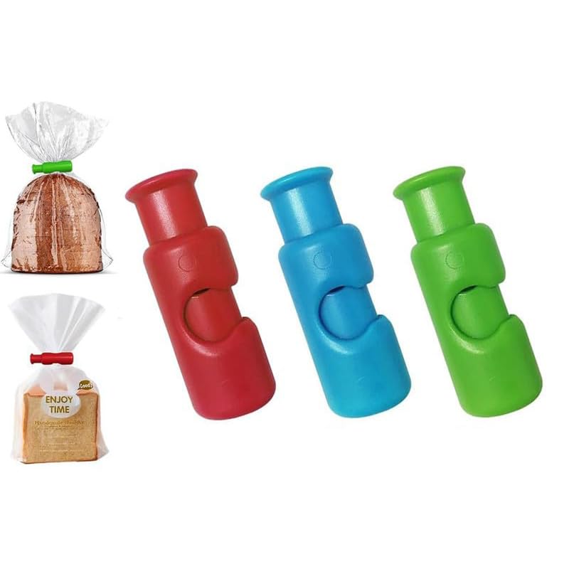 Bag Clips, New Chip Bag Food, Reusable Grocery Bag Clips, Snack Bread Closure Clip, Food for Bags Plastic (3 Pcs)
