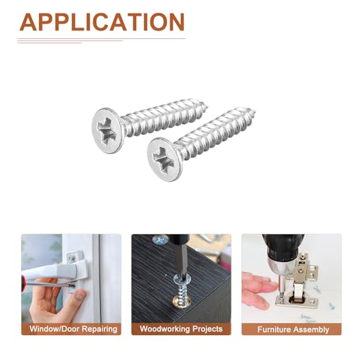 Image of DTGN 200Pcs #4x5 /8 Flat Head Wood Screws, 304 Stainless Steel Phillips Self Tapping Screws - Good for Woodworking, Furniture - Silver