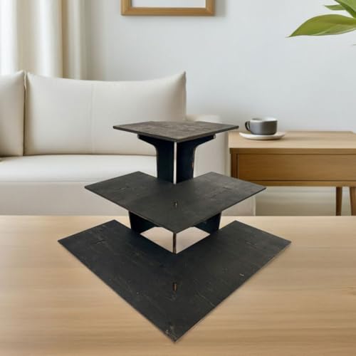 Support d'étalage compact détachable en bois noir Holibanna 1 niveau