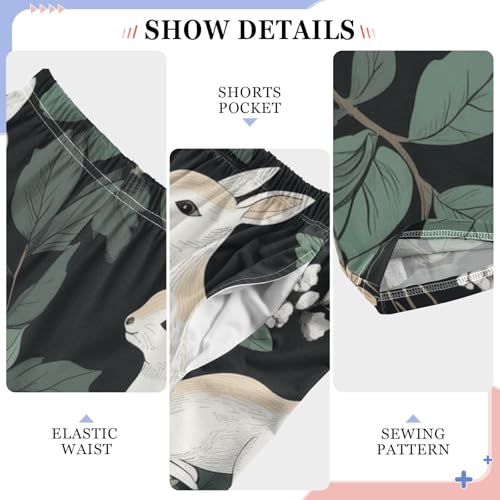 Rabbit Flowers Boys Long Pants Soft Trousers Elastic Waist Kids Lounge Bottoms with Pockets S-XL4