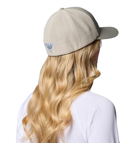 Image of Columbia Unisex PFG Fish Flag Mesh Ball Cap, Grey Green /Fossil /US Fish Flag, S /M