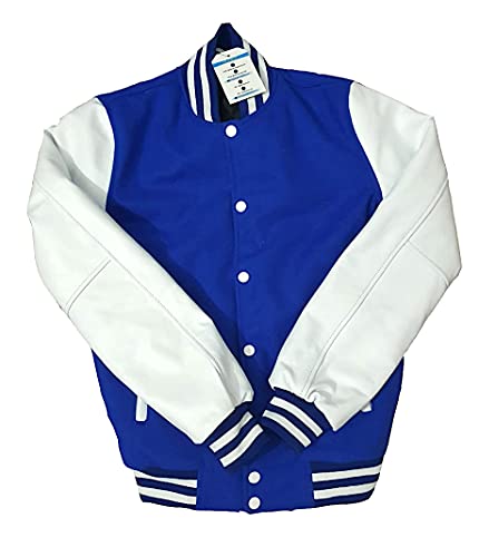 Image of Deckra Boys Varsity Jacket Leather Arms Wool Polyester Quilted Kids /Children Varsity Jacket
