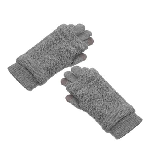 VALICLUD 1 Par Guantes para montar al aire libre Mitones guantes de montar guantes de felpa guantes de sol hombre exterior guantes de mujer guantes de punto para mujer tejido de punto Grey