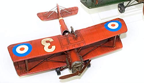 FandG Supplies Lovely large (32cm) vintage retro tin metal WW1 SE5a style biplane ornaments- available in two colours - great gift idea for any shelf or desk! (Red)