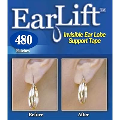 Earlift Earring Support Patches Ear Lobe Heavy Earring Holder Invisible Support Solution- 8 Pack (480 Patches)