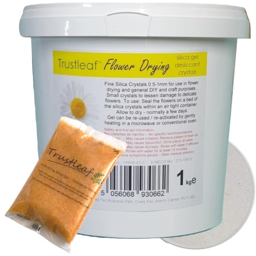 Trustleaf 1 kg / 2,2 libras de secado de flores de gel de sílice granular, 0,5 – 1 mm, arena de grano (1 kg de tina - f)