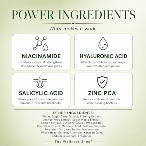Image of The Wellness Shop Open Pore Minimizer Face Serum 30ml | Enriched with Niacinamide | Reduces Enlarged Pores, Oil Control & Acne Care | Blackhead Reduction & Improves Skin Texture