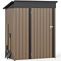 DWVO 5x3ft Metal Outdoor Storage Shed, Waterproof Tool Shed Heavy-Duty Storage Unit with Lockable Door and Vents, Ideal for Bicycles, Tools, Lawnmowers, Backyards, Patios, Lawns - Brown