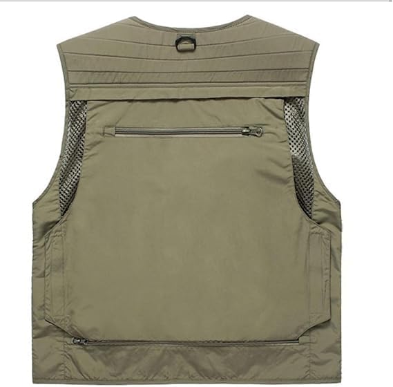 Breathable Mesh Zip Cargo Vest, Men's Multi-Pocket Quick Drying Tactical Vests, Outdoor Hiking Fishing Cargo Vest