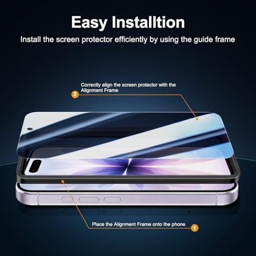 Image of NEW'C 3x Privacy Screen Protector for iPhone 17 (6.3 inches)+ 3x Camera Lens Protector, Sensor Protection, Case Friendly Tempered Glass Film, Ultra Resistant, Easy installation tool included