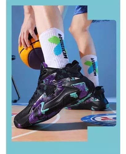 Tênis De Basquete High Cano, Leve E Respirável, De Malha (preto, Adulto, 42, Numérico, BR)