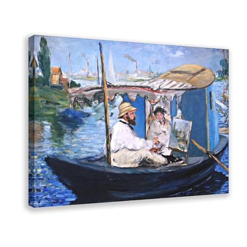 Toile Monet sur son bateau Manet pour une décoration murale inspirante