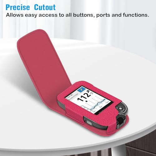 PU Protective Case with Detachable Hanging Lanyard for Freestyle Libre 3 2 / Libre Reader, Lightweight Shockproof Diabetic Storage Neck Sling Carrying Case with Carabiner Clip (Magenta)