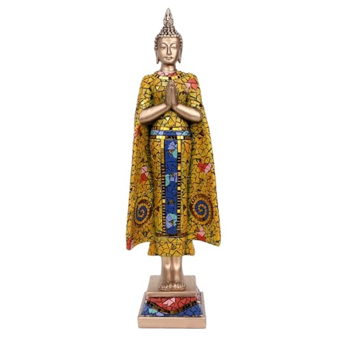 Générique Bouddha Debout Statue Décoration de 43cm en Couleur doré Design Mosaïque