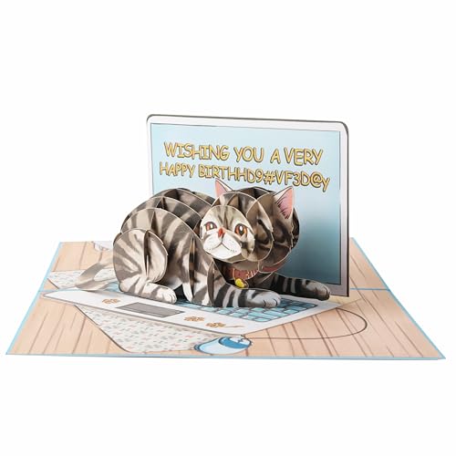 Liif 3D Cat Pop Up Birthday Card, Funny Cat Birthday Card for Cat Mom, Dad, with Message Note and Envelop (Cat Birthday) - Thumbnail 5