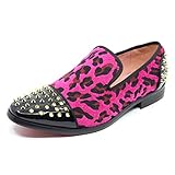 Men's Fashion Leopard Print Smoking Spike Dress Loafers Slip On Shoes SM-59 (Fuchsia Pink, us_Footwear_Size_System, Adult, Men, Numeric, Medium, Numeric_12)