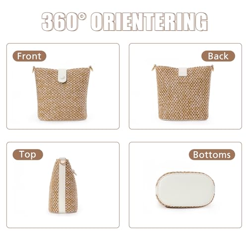 Fecialy Straw Crossbody Bag for Women Handmade Rattan Shoulder Bags Beach Summer Handwoven Straw Clutch Purse4
