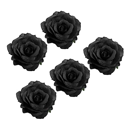 Mikinona Lot De 5 Broches Funéraires De Rose Noire, Pince à Cheveux Rose Noire, Accessoire Funéraire Délicat, Pour Vêtements Et Cérémonie, Décoration Élégante