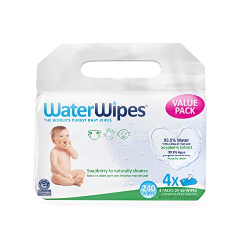 WaterWipes Textured, Sensitive, Unscented Baby and Toddler Soapberry Wipes, 4 Packs (240 Wipes)