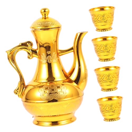 EXHUMKY 1 Set Buddha Cup Infuser Double Walled Coffee Mug Revere Espresso Pot Kettle Assorted Golden Plastic