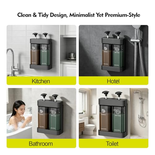 andusic Refillable ABS Wall Mount Shower Soap Dispenser for Shampoo - image 6