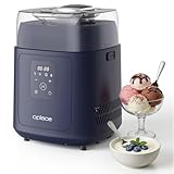 Oplace 4-in-1 Compressor Ice Cream Maker (1.0Qt), No Pre-Freezing, Automatic Yogurt Maker, Gelato Sorbet Frozen Yogurt Soft Serve Machine, Compact Vertical Design for Home Kitchen(Dark Blue)