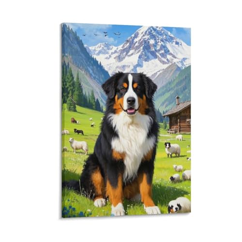 Tableau Bernois des Alpes impression sur toile 40x60cm pour couloir et chambre