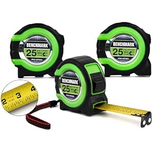 3 Pack – Tape Measures 25 ft – Easy to Read Fractions to 1/8th inch – Magnetic Tip – Thumb and Quick Lock – Autowind – Belt Clip – Green – Measuring Tape Retractable