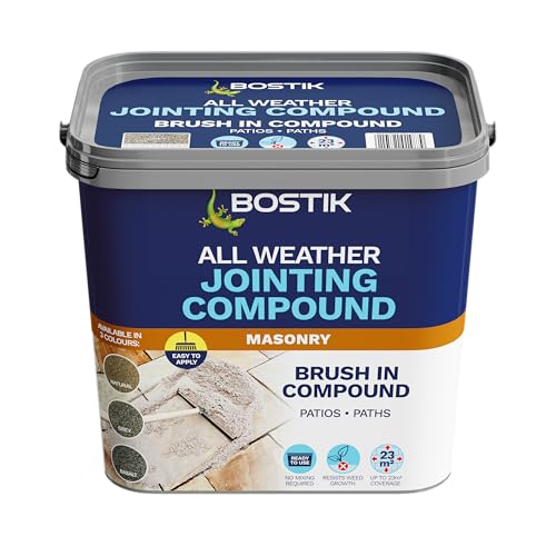Bostik All Weather Jointing Compound – Grey – Patio Grout – Ready-to-use paving jointing solution for Patios, Driveways, Pathways, and other Landscaping projects – Weed & Erosion Resistant – 15kg